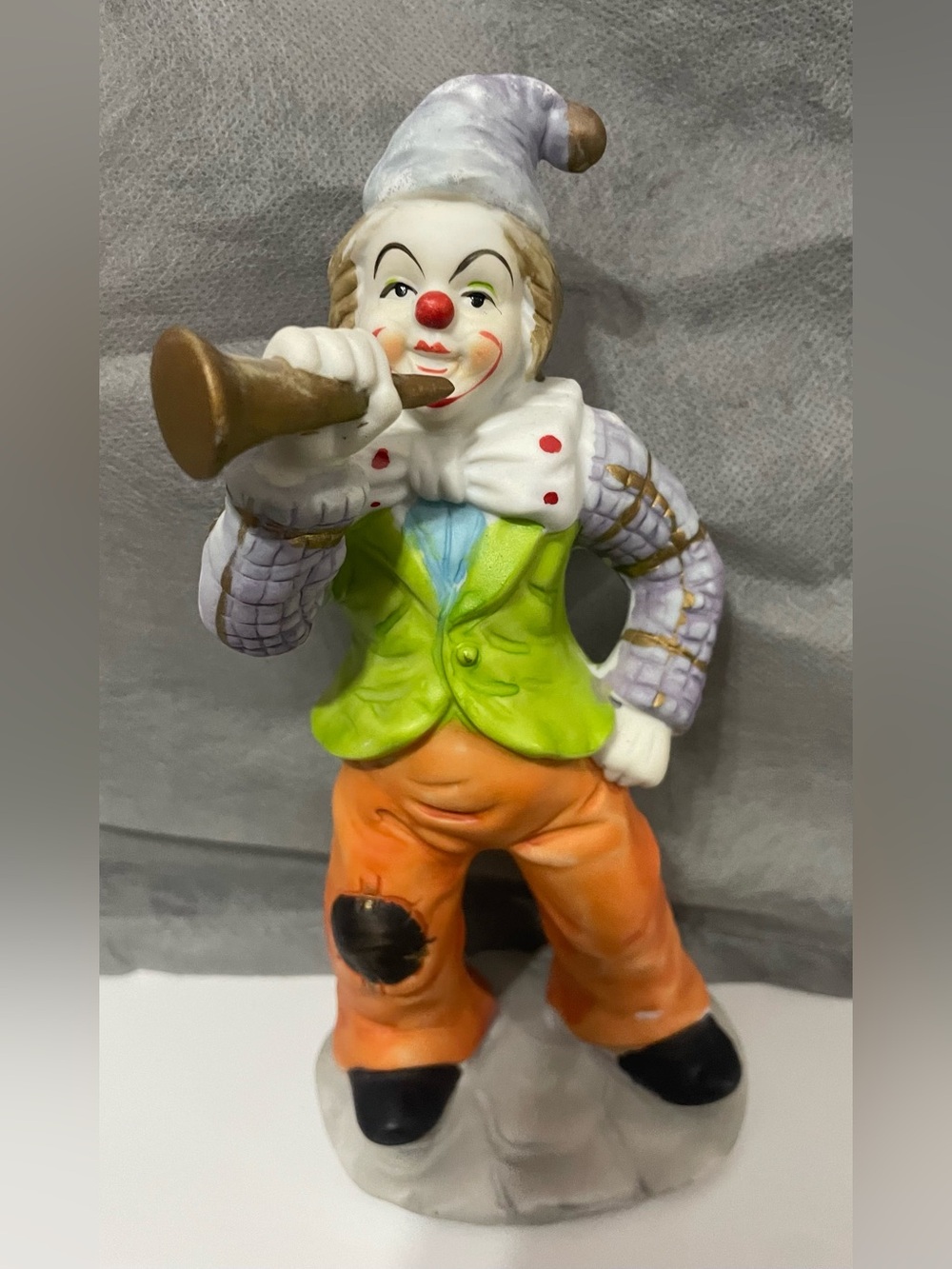 Colorful Clown Figurine Party Decor - Lime Green & Orange
